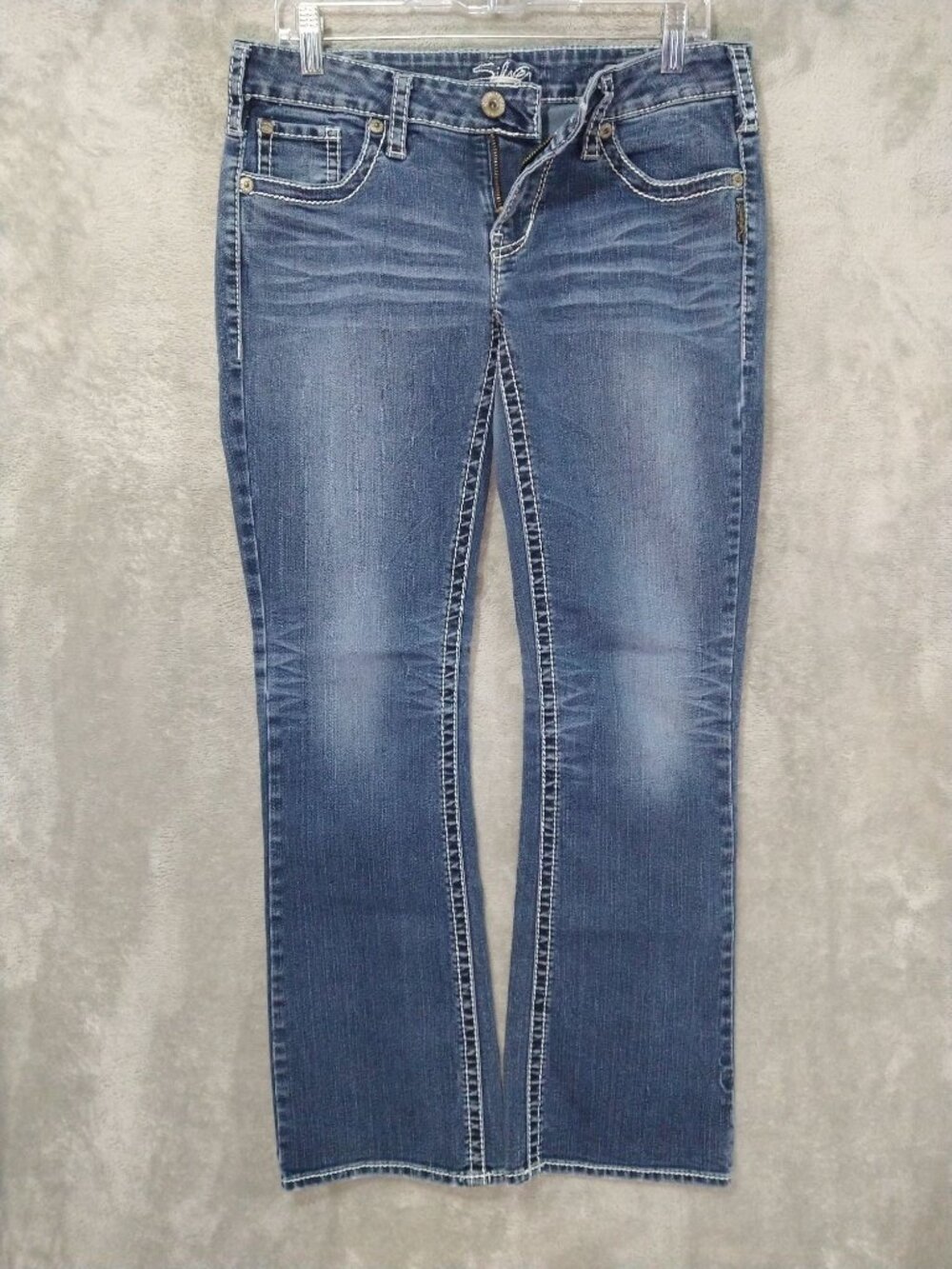 Silver Jeans Womens 31x33 Blue Denim Aiko Bootcut Low Rise Stretch Medium Wash